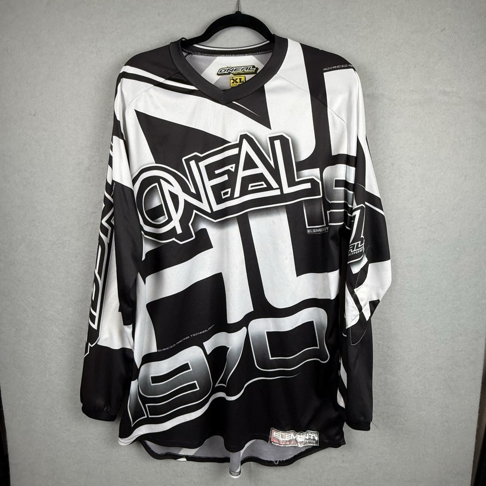 O'Neal Motocross Jersey Mens XL Black Gray MX Dirt Bike Riding Shirt *read